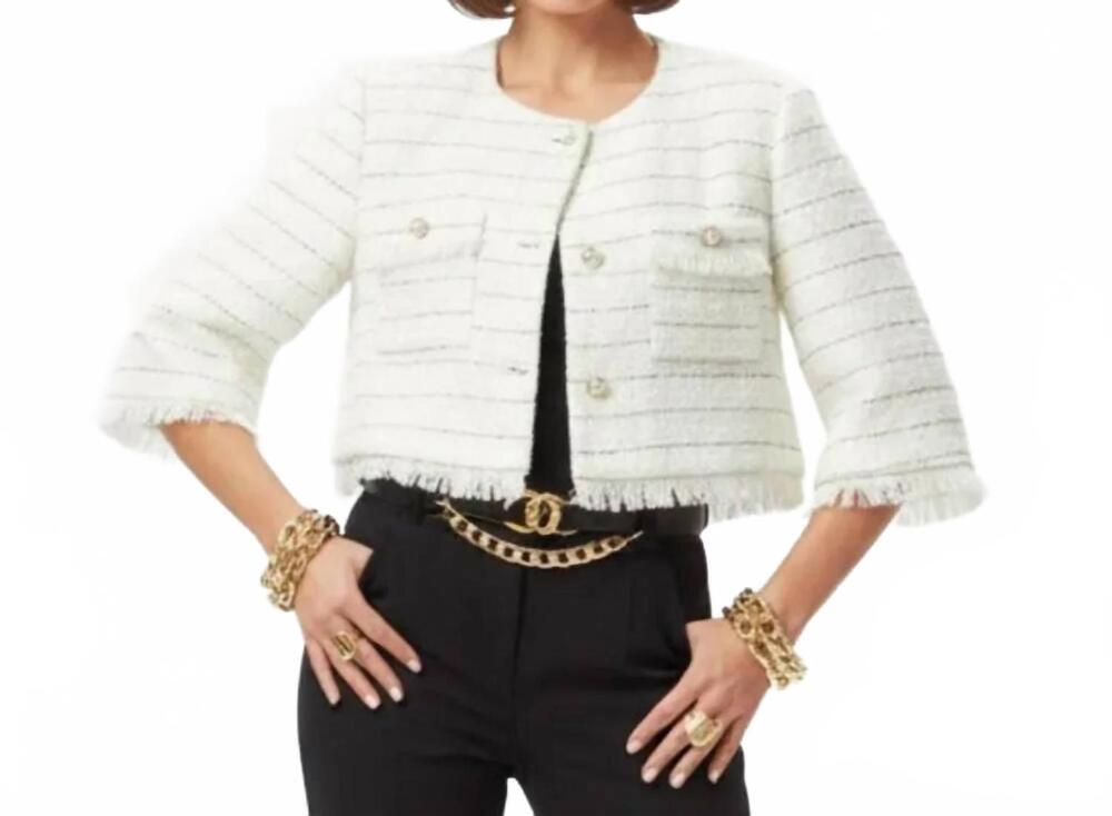 NEW ANNA & AVA woven cropped jacket in ivory